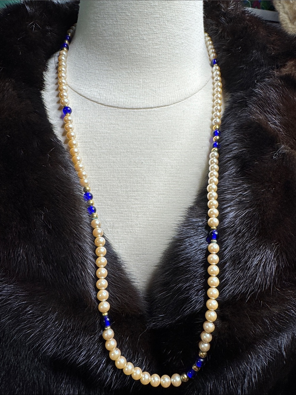 Vintage Faux Pearl Necklace – 14” Single Strand Choker